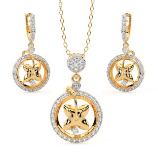 Dazzle Round Diamond Pendant Set